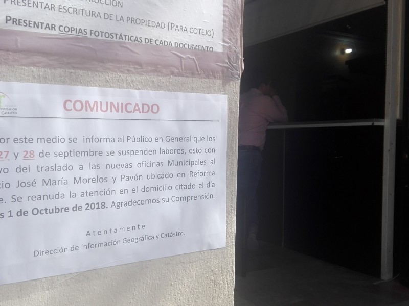 Suspenderán servicios en el palacio municipal