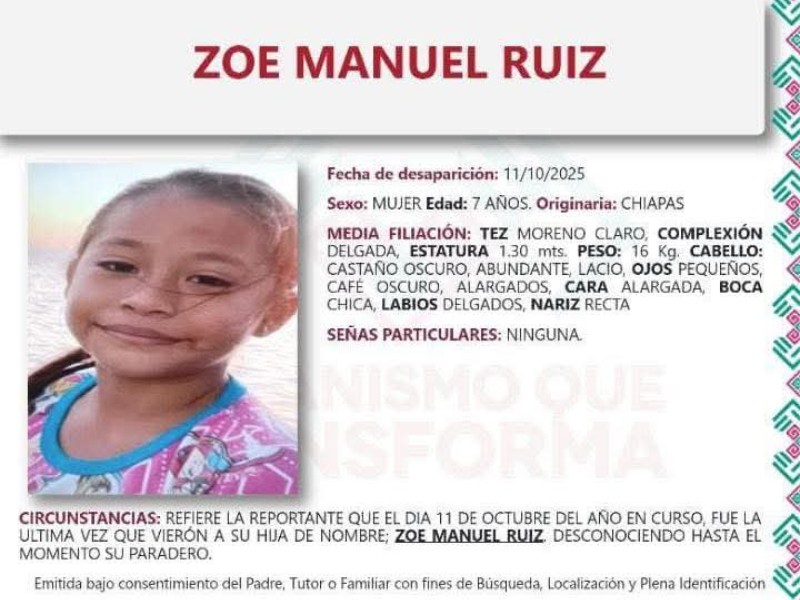 Sustraen a niña de su casa en Tonalá, mientras  familia dormía