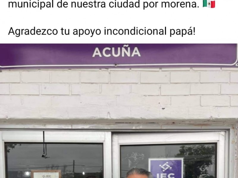 También en Acuña se registra papá de candidato original
