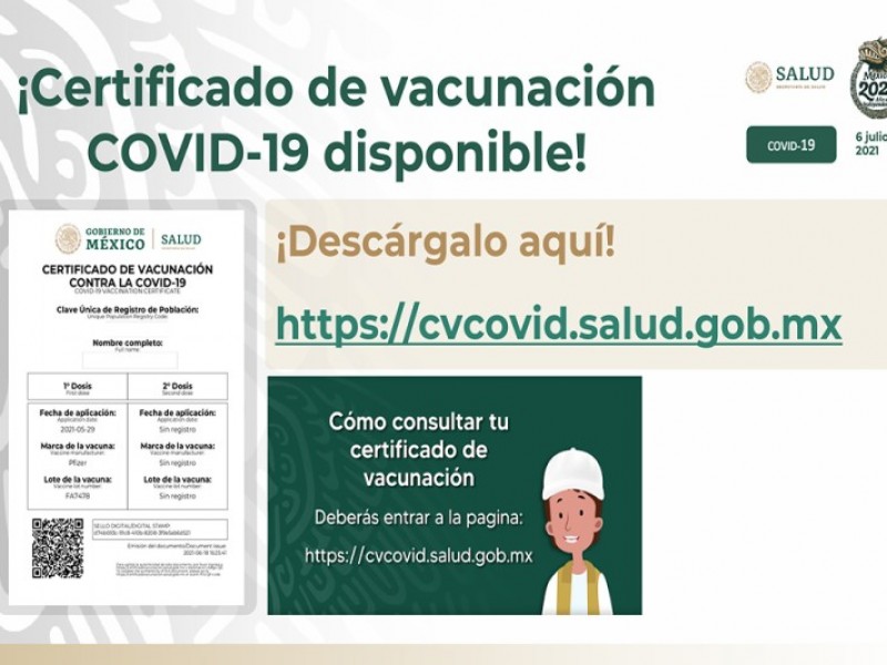 Te decimos como obtener tu Certificado de Vacunación