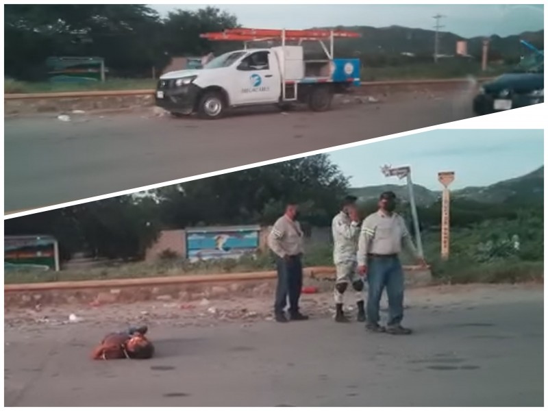 Técnicos de Megacable auxilian a lesionado en accidente carretero