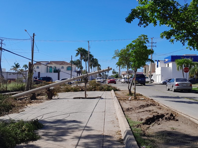 Temen por postes de CFE caídos sin atender