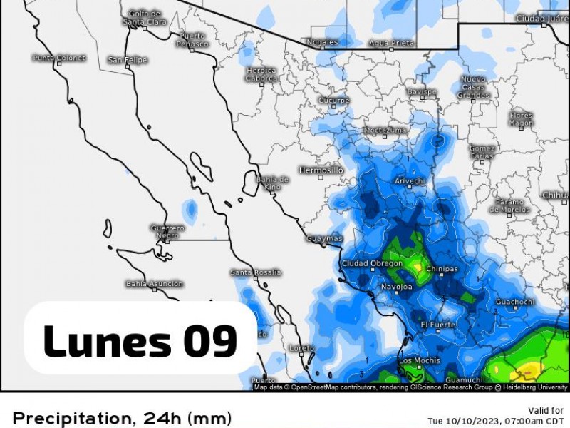 Temperatura máxima para Guaymas, 35 grados centígrados