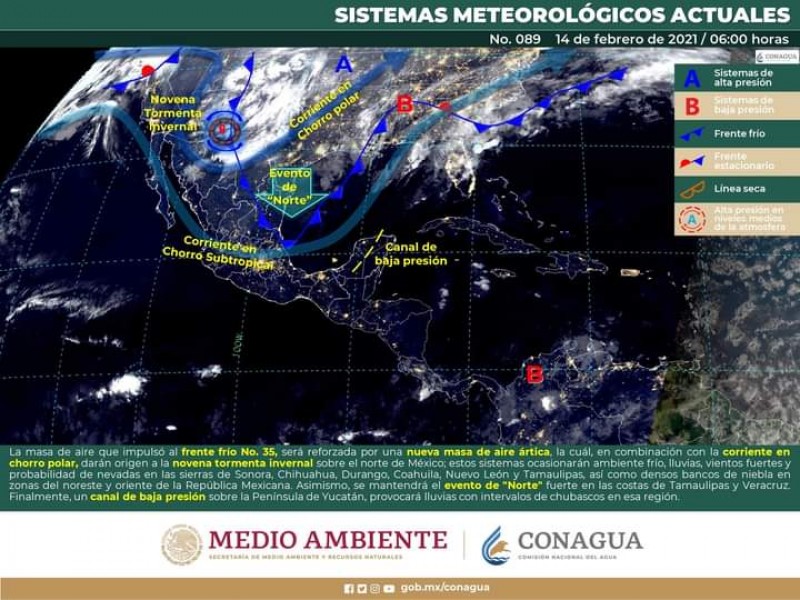 Temperaturas de hasta tres centígrados y menores en algunas regiones