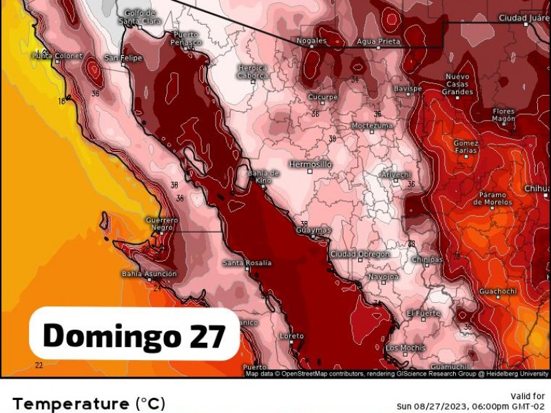 Temperaturas mayores a los 45 grados