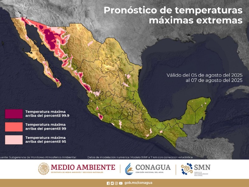 Temperaturas superiores a 45 °C se esperan en Sonora los próximos días