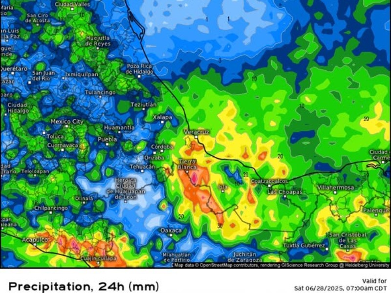 Temporal lluvioso continúa en el norte de Veracruz