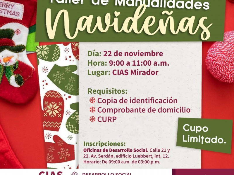 Tendrá CIAS de sector Mirador curso de manualidades navideñas