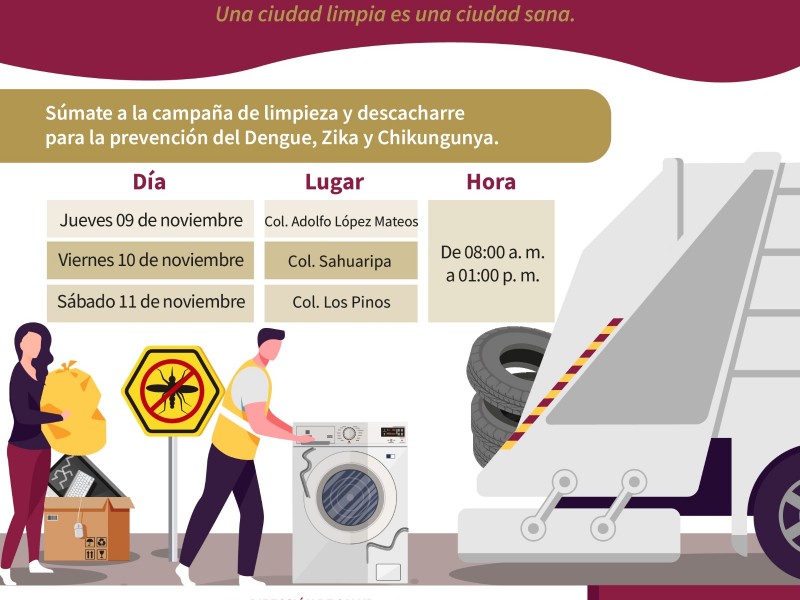 Tendrán colonias jornada de descacharre en Guaymas