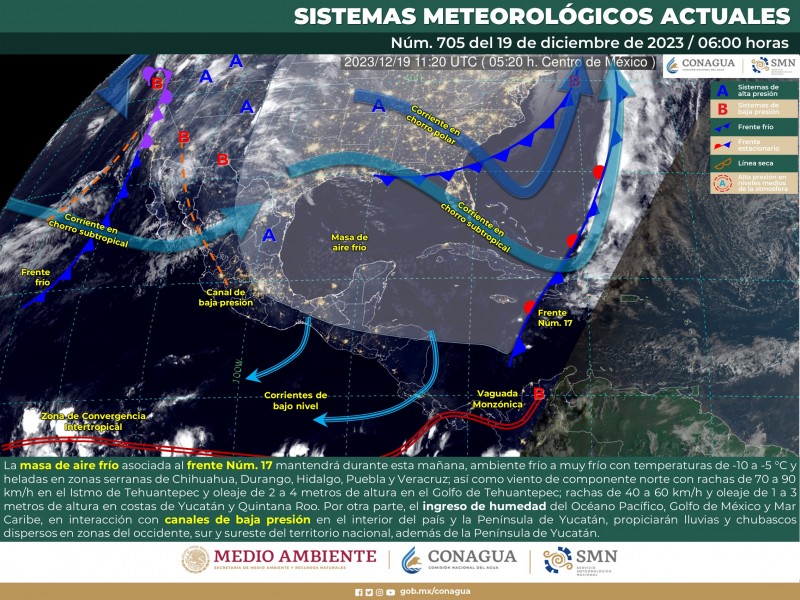 Tómalo en cuenta, continuarán las bajas temperaturas en México