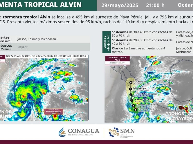 Tormenta Alvin enviará nubosidad a Sinaloa durante la noche