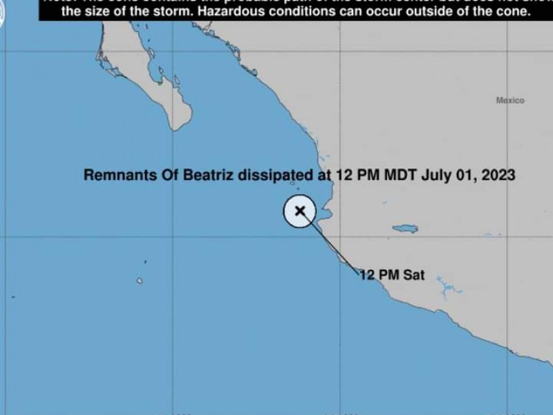 Tormenta tropical Beatriz se disipa