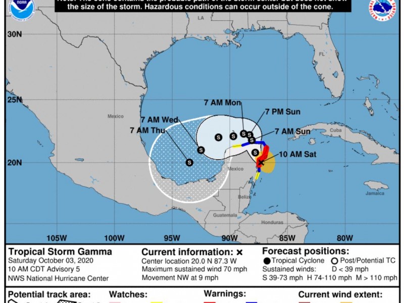 Tormenta tropical Gamma afectará el sureste mexicano