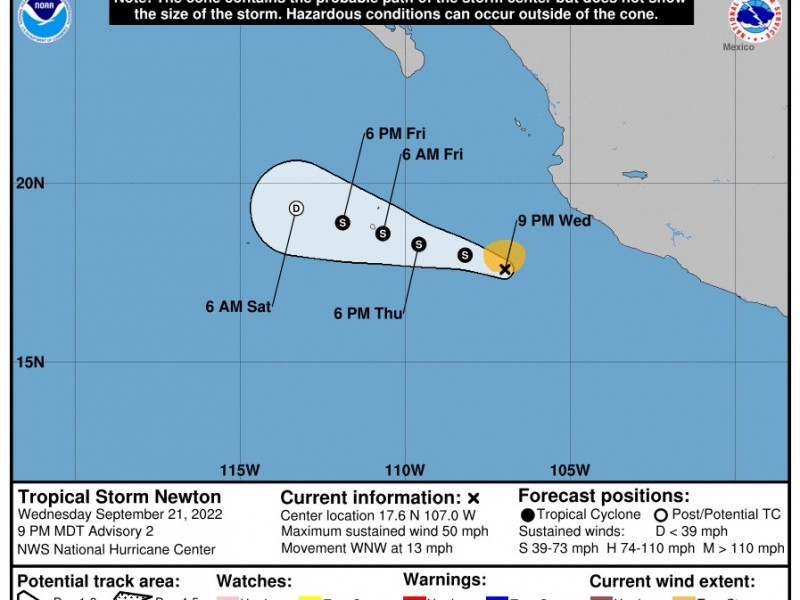 Tormenta Tropical Newton se desarrolla en el Pacífico