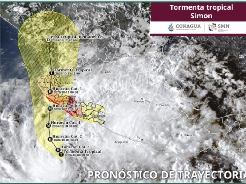 Tormenta tropical Simon se acerca a costas colimenses