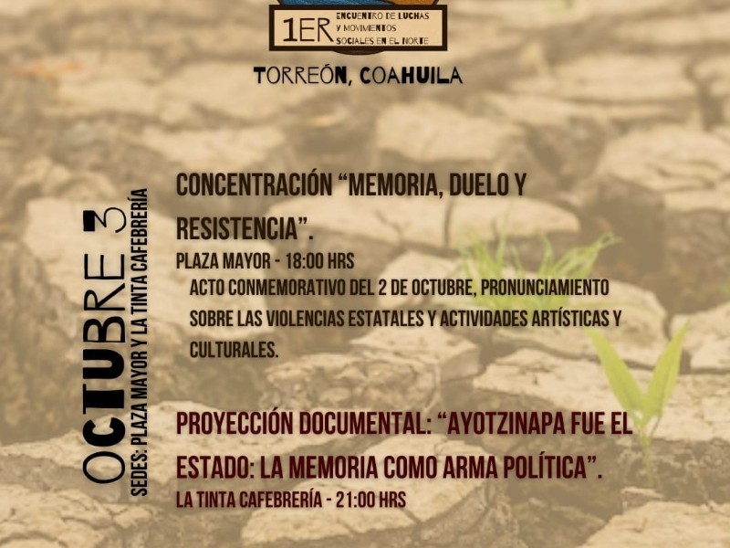 Torreón, sede del 1er Encuentro de Luchas y Movimientos Sociales del Norte