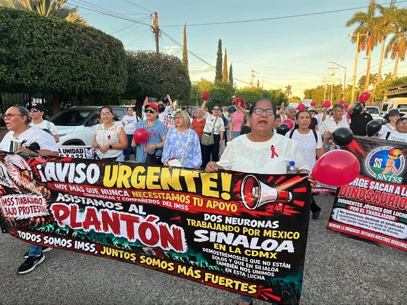 Trabajadores del IMSS de clínica 32 de Guasave marchan a nivel nacional