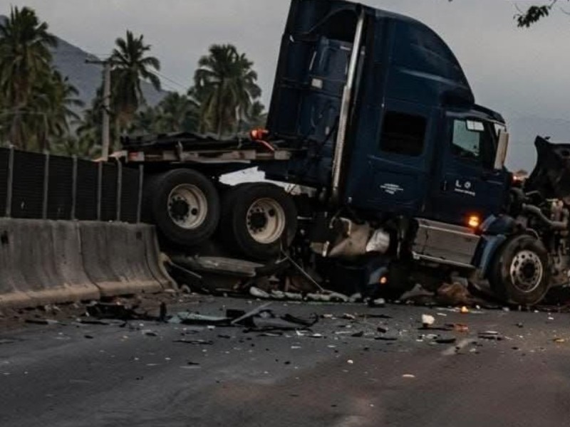 Tráiler choca contra muro de contención, paraliza circulación en ...