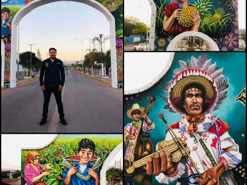 Transforma artista nayarita con mural Wixárika entrada a Ruiz