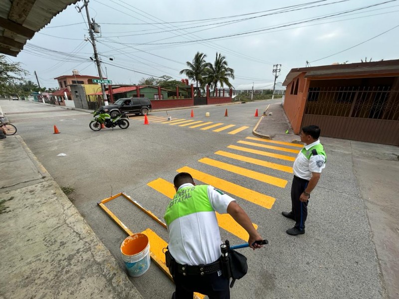 Tránsito y Vialidad de Tamiahua inicia trabajos de balizamiento