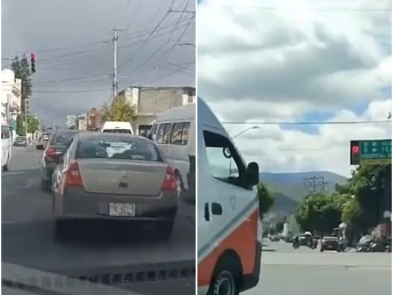 Transporte público sin respetar semáforos