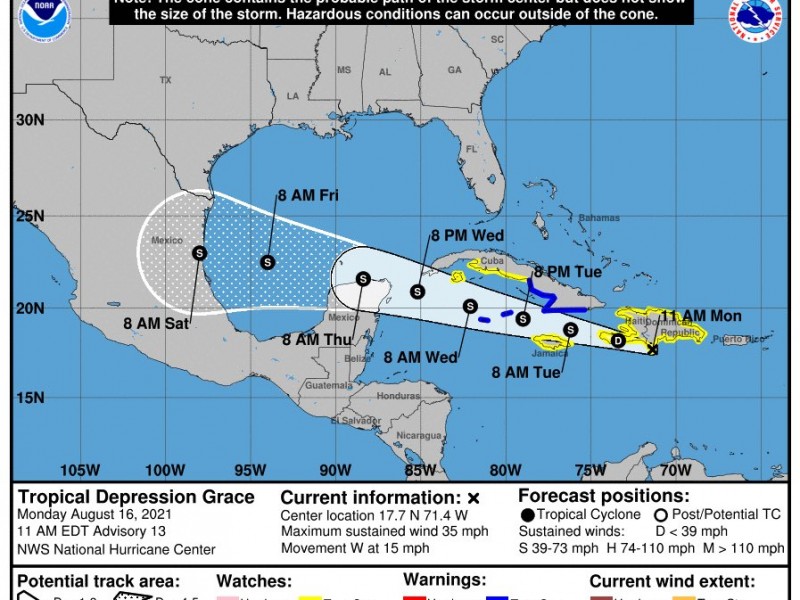 Tras devastador terremoto, ciclón tropical ''Grace'' se dirige a Haití