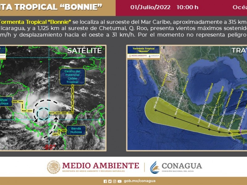 Trayectoria de Bonnie, pasará por Guerrero siendo huracán