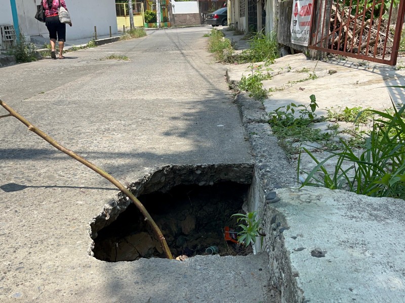 Tres años sin reparar hoyo en la calle Negrete