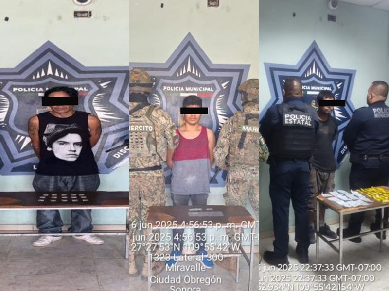 Tres detenidos en Cajeme por presunto delito contra la salud