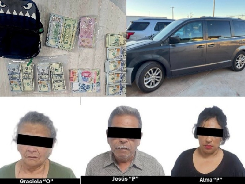 Tres detenidos por transportar 155 mil dólares y 135 mil pesos