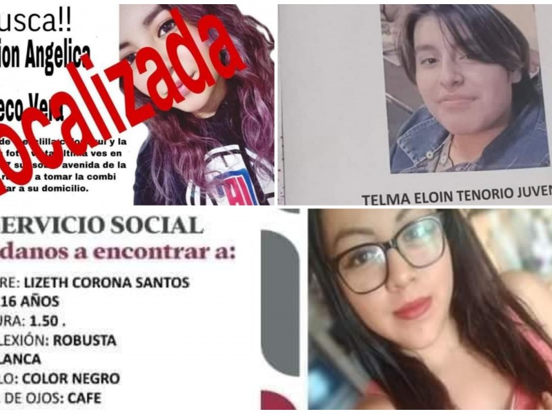 Tres jóvenes desaparecidas durante fin de semana