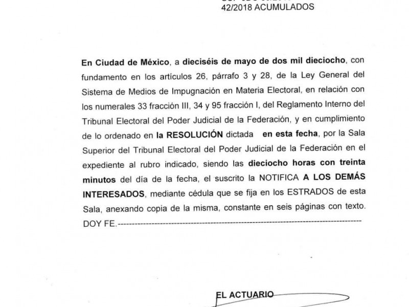 Tribunal Electoral aclara resolutivo.