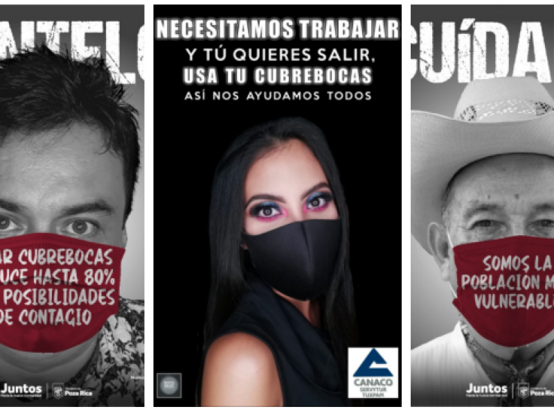 Tuxpan y Poza Rica promueven uso del cubrebocas