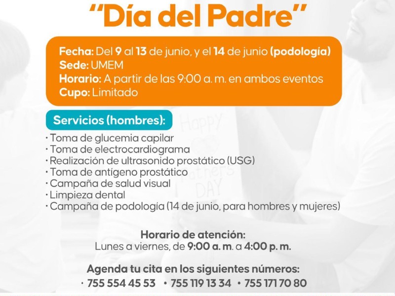 Ultrasonidos y antígenos prostáticos a hombres por Día del Padre