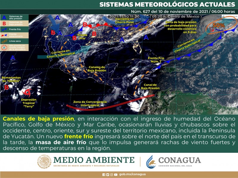 Un nuevo frente frío se aproxima al norte del país