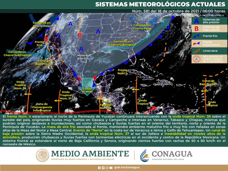 Un sistema frontal se extenderá al norte del país