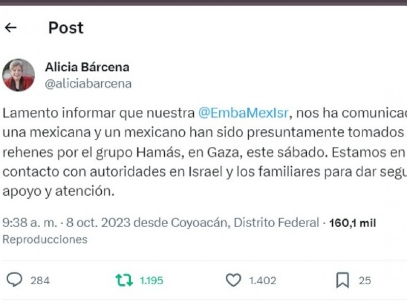 Una pareja de mexicanos fueron tomados como rehenes por Hamas