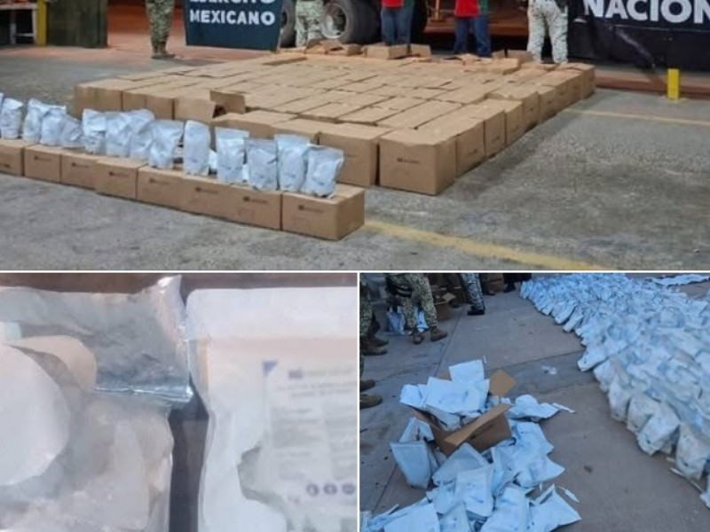 Una tonelada de metanfetamina asegurada en carretera Hermosillo - Santa Ana