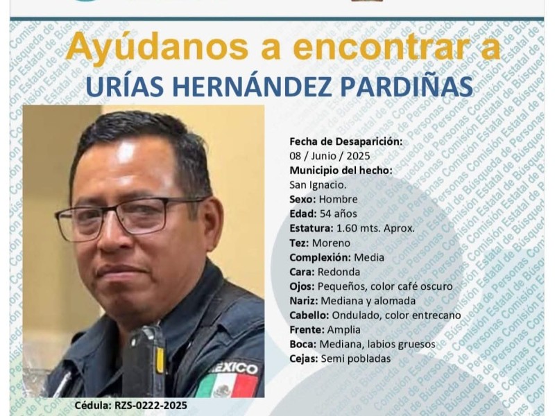 Urías Hernández, policía municipal, desapareció en San Ignacio, Sinaloa