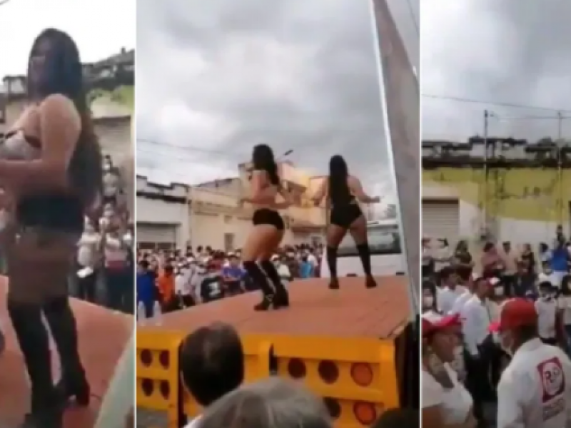 Usan bailarinas exóticas en apertura de campaña política en Chiapas