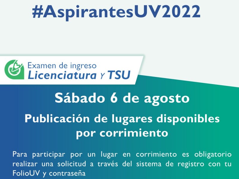 UV publica lista de corrimiento para aspirantes de nuevo ingreso