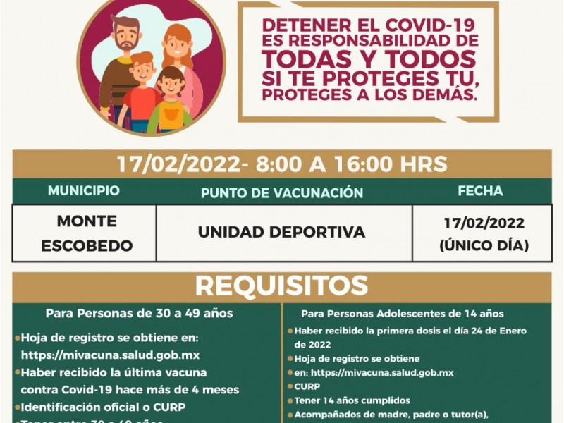 Vacunación contra Covid-19 para el 17 de febrero