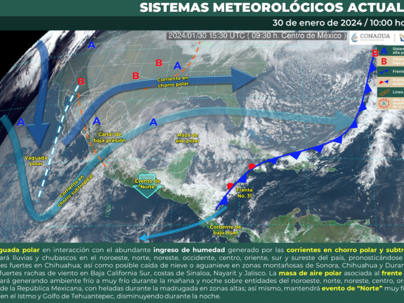 Vaguada polar propiciará lluvias para el norte de México