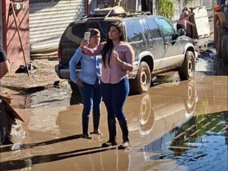 Vecinos critican a Adanely Rodríguez por videos y fotos en inundaciones