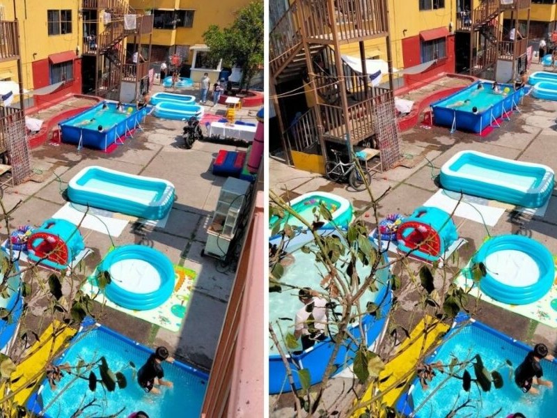 Vecinos de Tepito improvisan un balneario