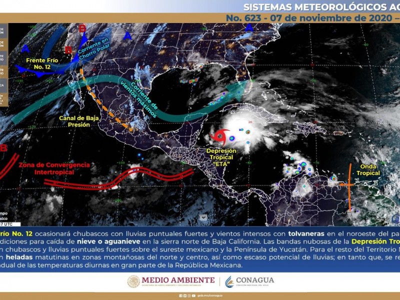 Vendrán más lluvias con Frente Frío Número 12