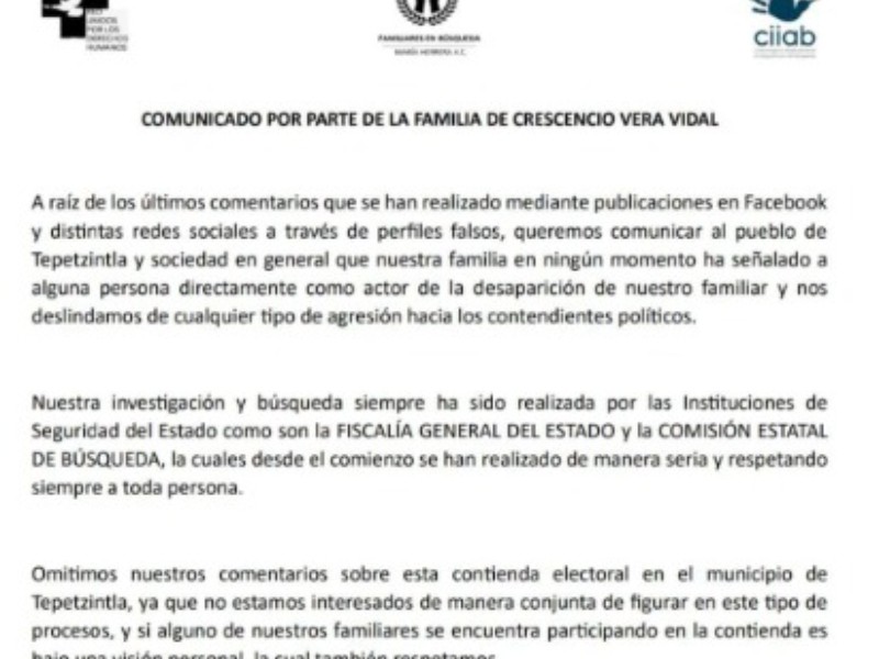 Vera Vidal no es bandera política, advierten familiares de víctima