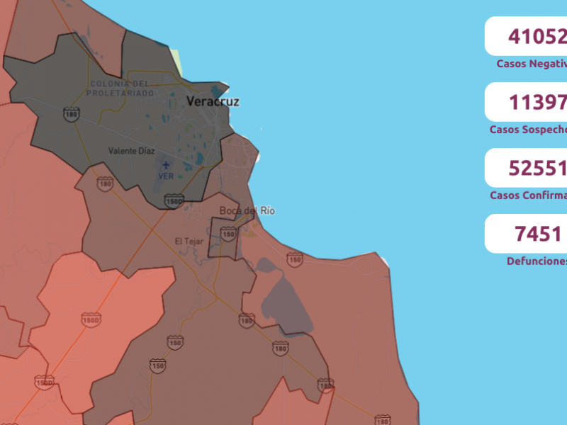 Veracruz registra 72 contagios y 37 muertes por COVID19