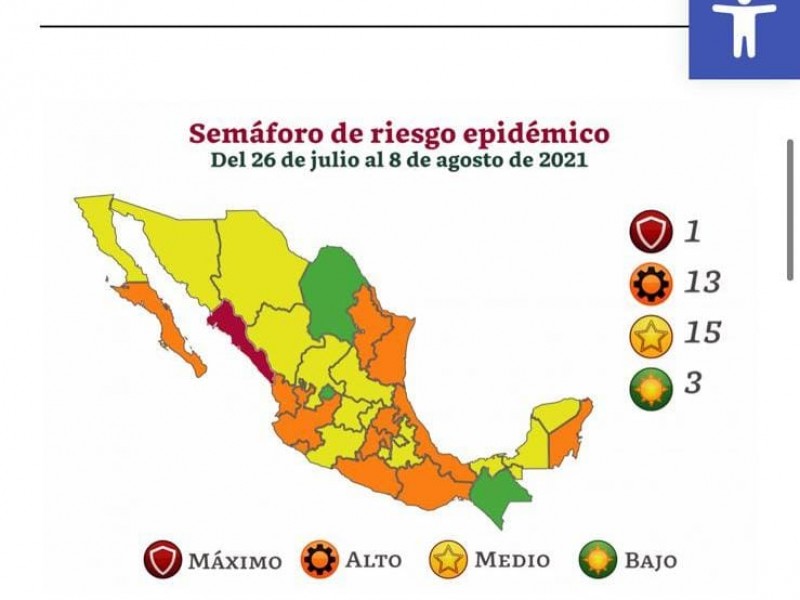 Veracruz retrocede a color naranja