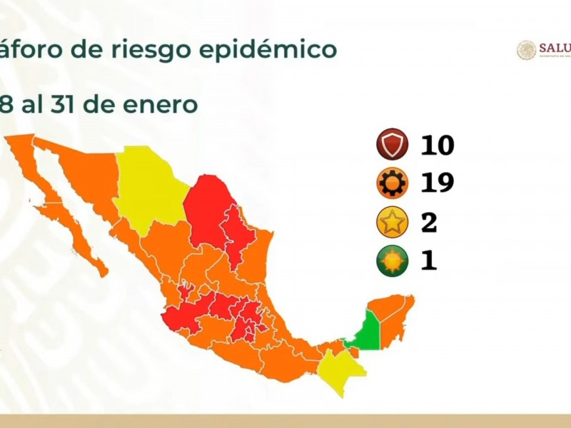 Veracruz a color naranja con 46, 176 contagios de COVID19